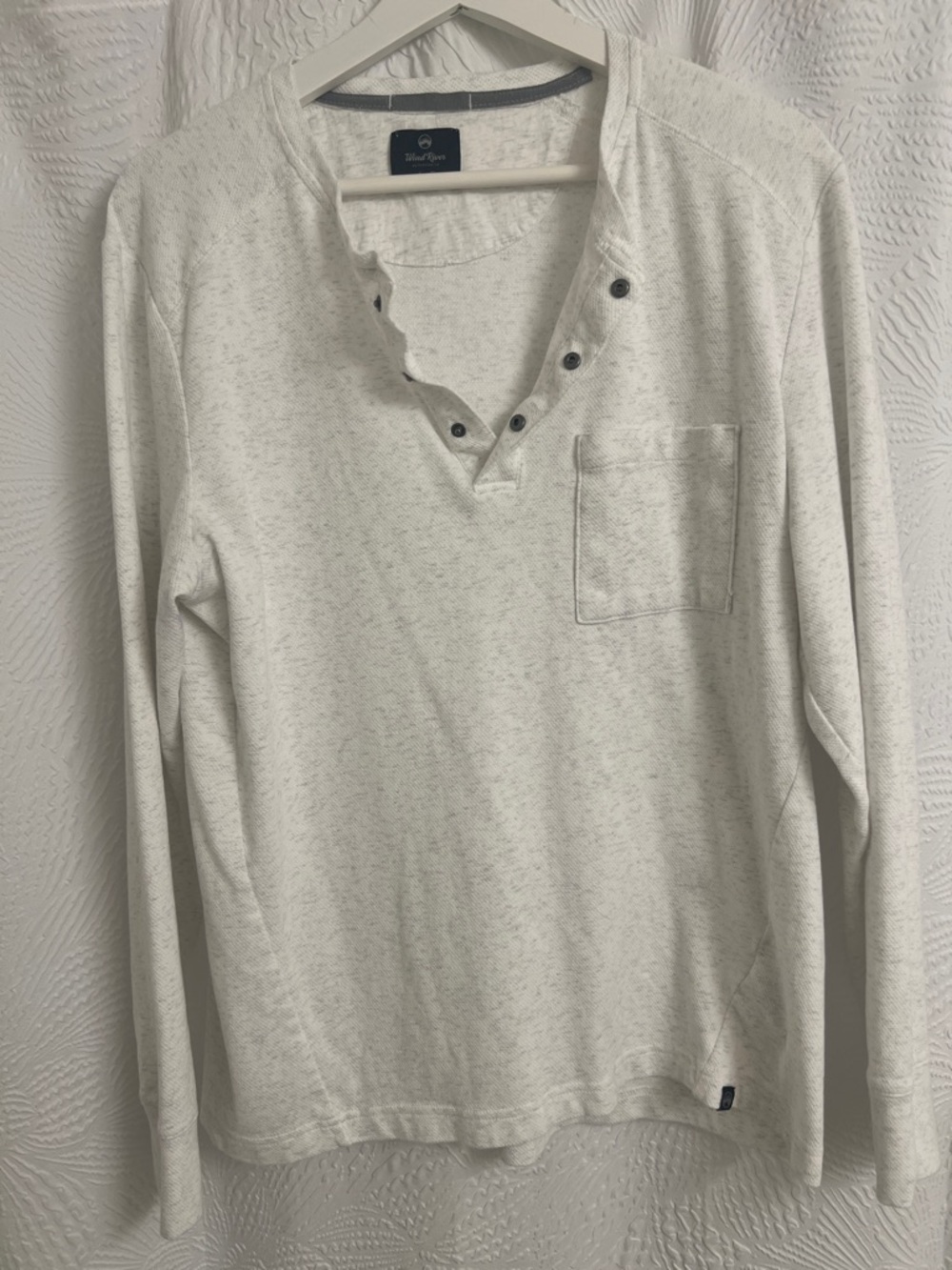 John Varvatos White Long-Sleeve Henley Shirt